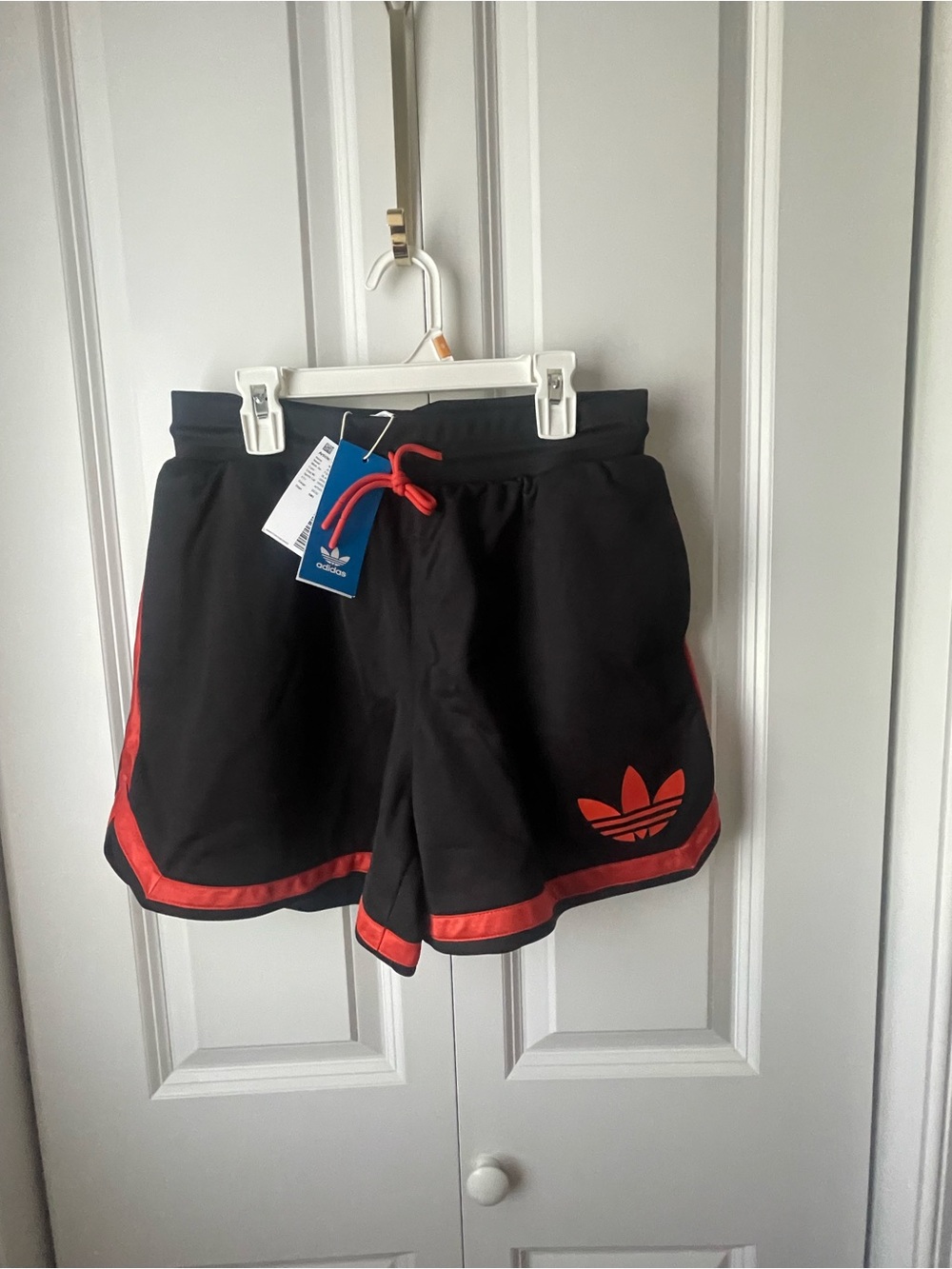 Adidas Black Athletic Shorts with Red Trim